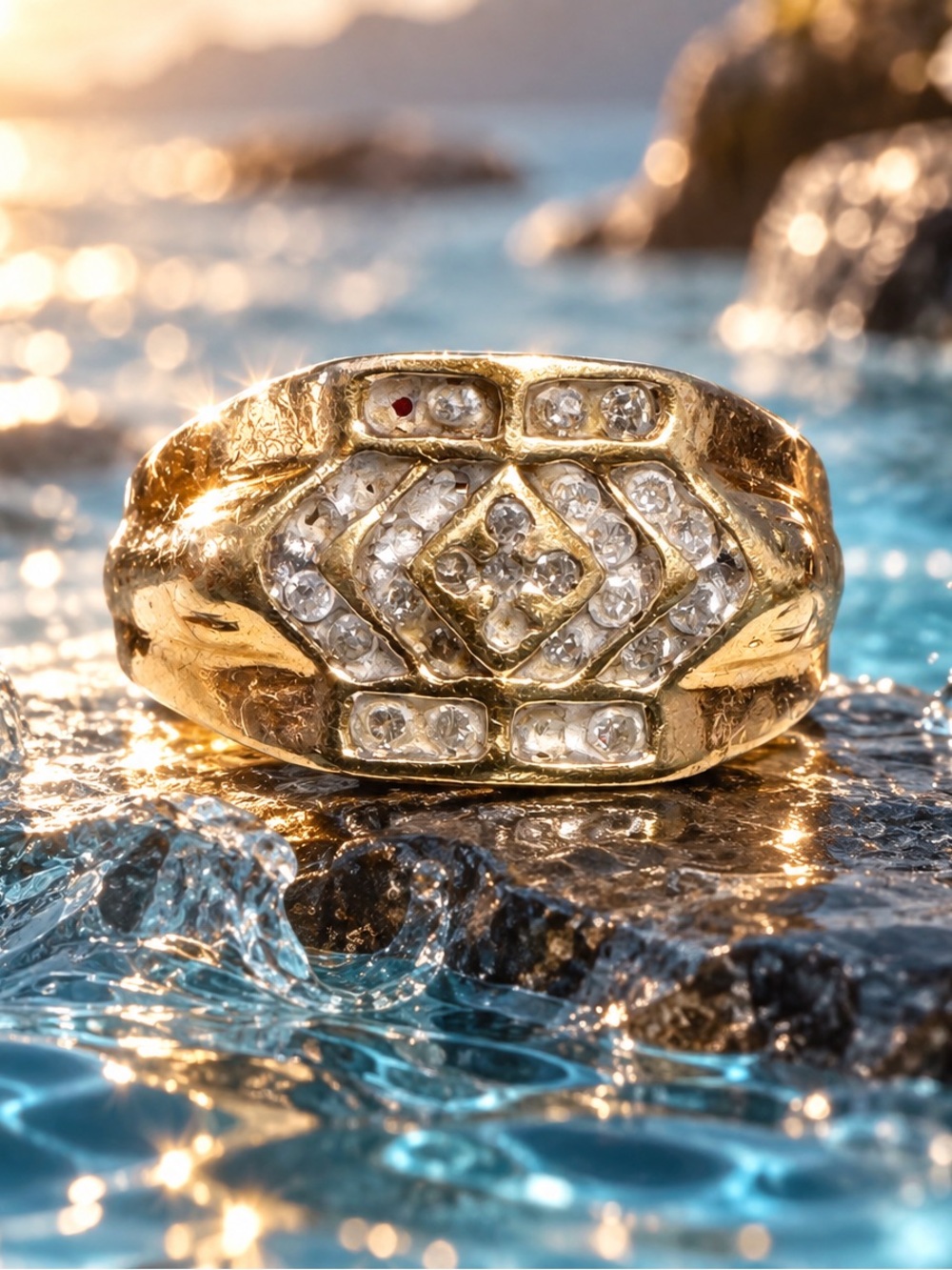 10K Yellow Gold Men’s Diamond Ring Size 12 4.2g .25ctw Round Diamonds AS-IS
